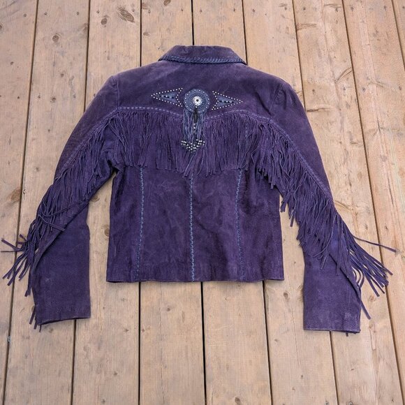 Vintage Scully Suede Leather Fringe Beaded Jacket Size Medium - Picture 7 of 12